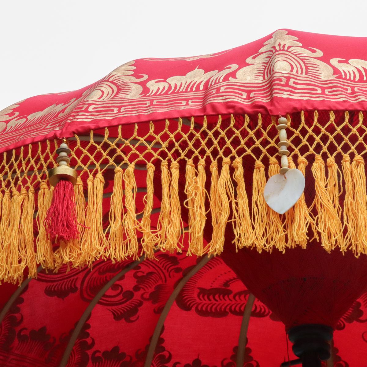 Original Balinesischer Sonnenschirm Bali Schirm Rot Orange 185 cm Model Solaria