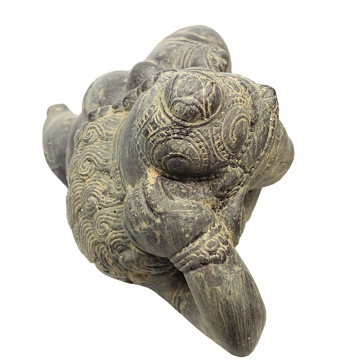 Ganesha liegend Hinduismus Buddhismus Gott Götterbote Ganapati Geschenk Garten Terasse Stein Frostfest für innen oder außen Grau 50 cm