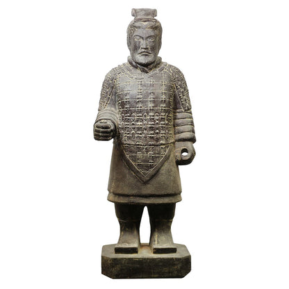 Samurai Krieger aus Stein Japan Steinfigur Skulptur Gartenfigur Massiv frostsicher für innen und außen Steinkrieger stehend 100 cm