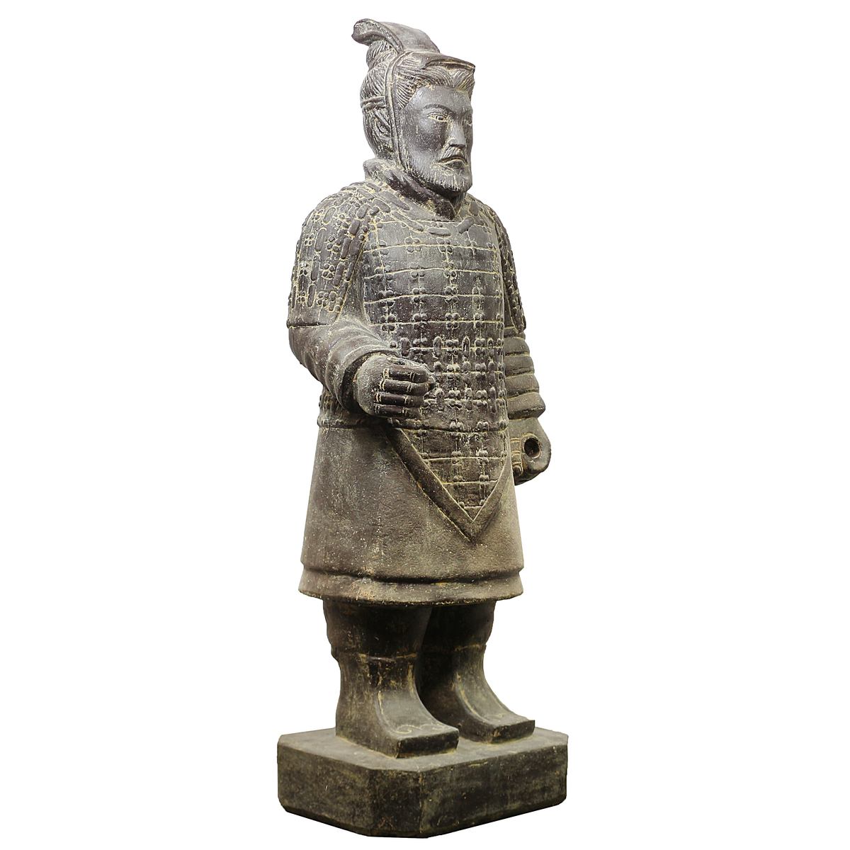 Samurai Krieger aus Stein Japan Steinfigur Skulptur Gartenfigur Massiv frostsicher für innen und außen Steinkrieger stehend 100 cm