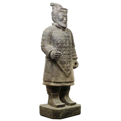 Samurai Krieger aus Stein Japan Steinfigur Skulptur Gartenfigur Massiv frostsicher für innen und außen Steinkrieger stehend 100 cm