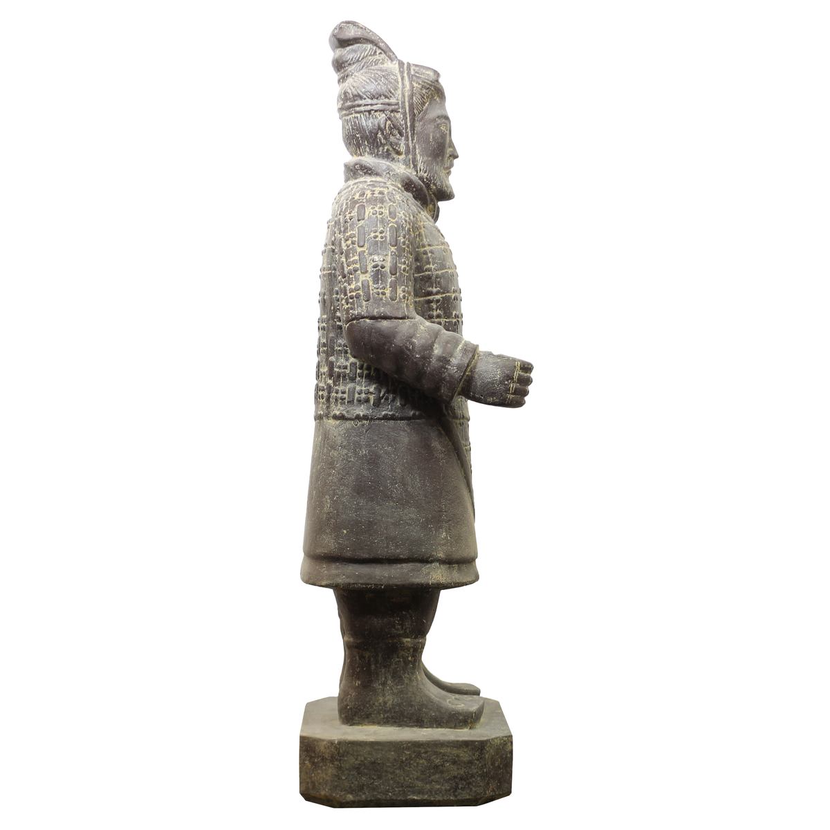 Samurai Krieger aus Stein Japan Steinfigur Skulptur Gartenfigur Massiv frostsicher für innen und außen Steinkrieger stehend 100 cm