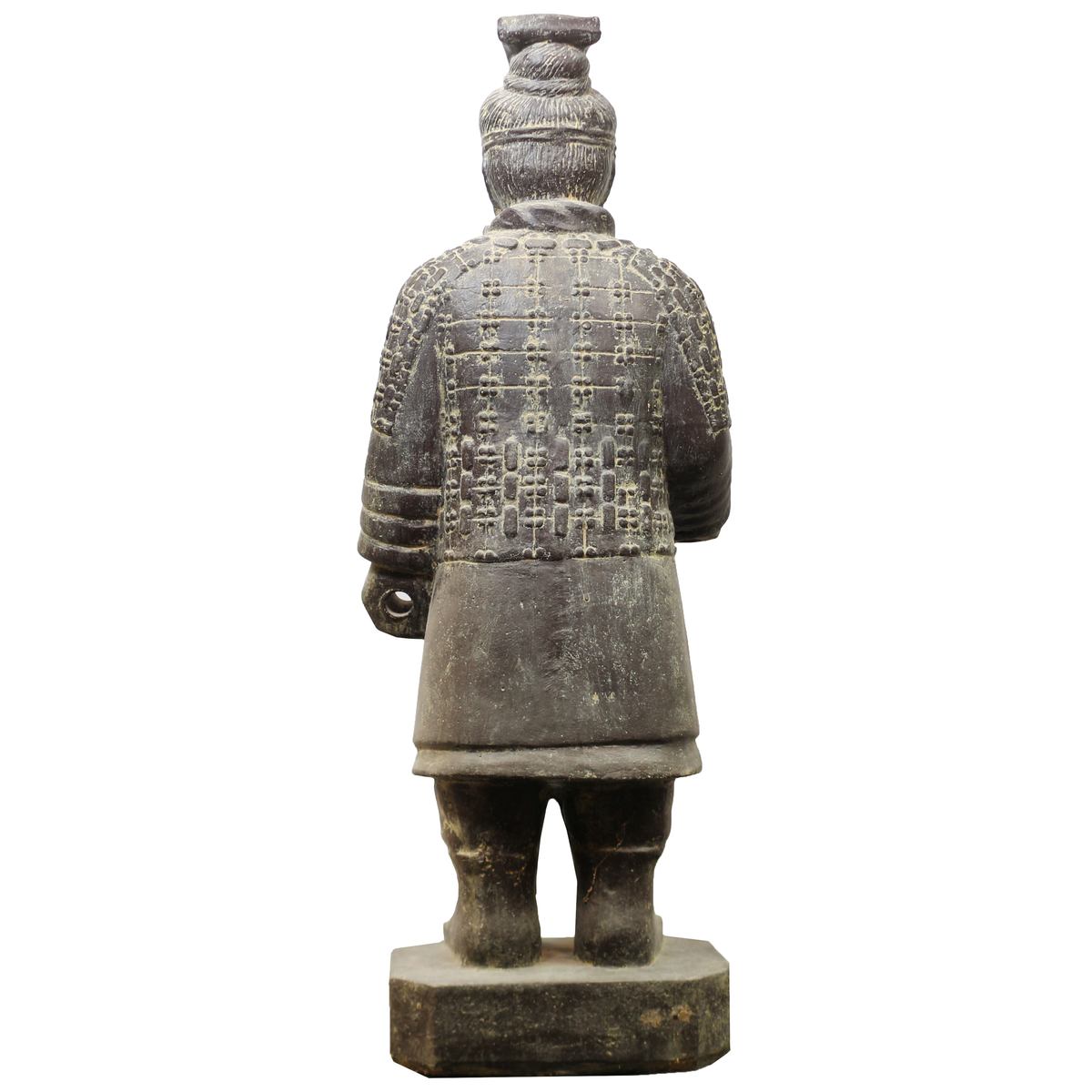 Samurai Krieger aus Stein Japan Steinfigur Skulptur Gartenfigur Massiv frostsicher für innen und außen Steinkrieger stehend 100 cm