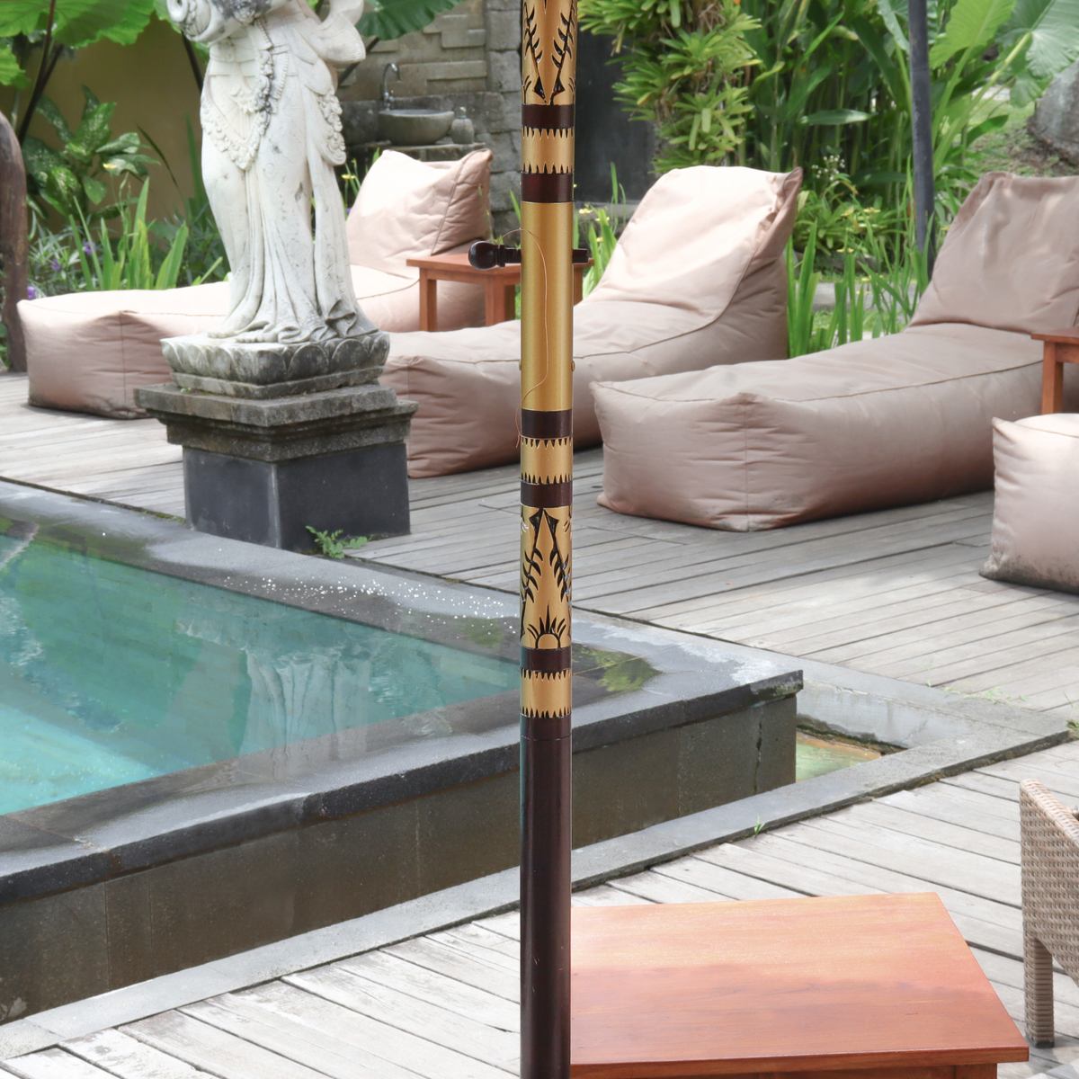 Original Balinesischer Sonnenschirm Bali Schirm Creme Weiß Gold 185 cm Model Beatrice