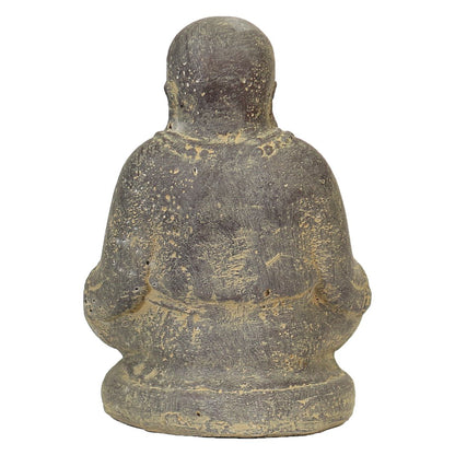 Mönch Figur Kerzen Skulptur Stein Lavasand Bali sitzend Gott Garten Deko Teelichthalter 20 cm