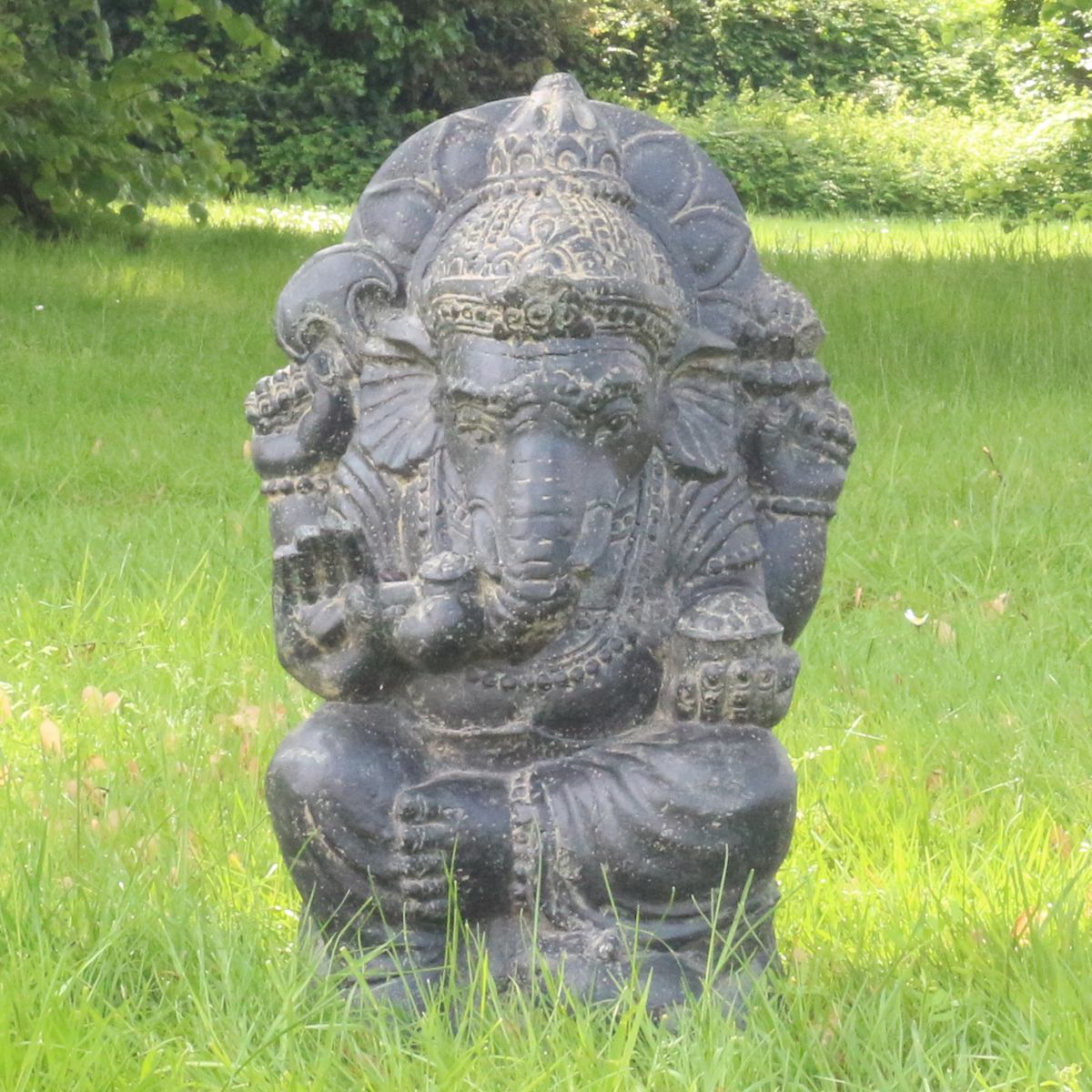 Ganesha Steinfigur Hinduismus Buddhismus Gott Götterbote Ganapati Geschenk Stein Lavasand 50 cm