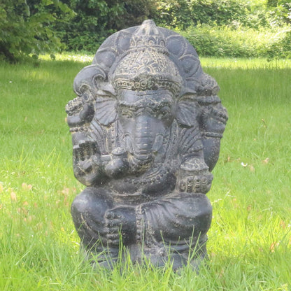 Ganesha Steinfigur Hinduismus Buddhismus Gott Götterbote Ganapati Geschenk Stein Lavasand 50 cm