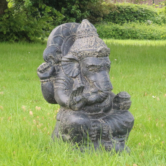 Ganesha Steinfigur Hinduismus Buddhismus Gott Götterbote Ganapati Geschenk Stein Lavasand 50 cm