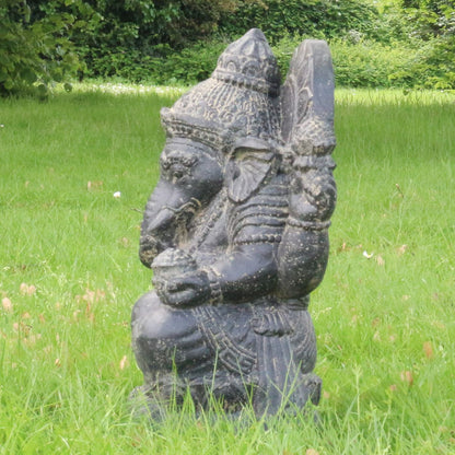 Ganesha Steinfigur Hinduismus Buddhismus Gott Götterbote Ganapati Geschenk Stein Lavasand 50 cm