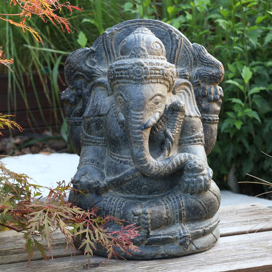 Ganesha Steinfigur Deko Garten Skulptur Elefant 