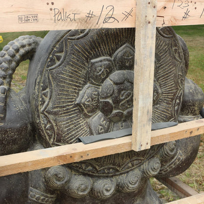 XXL Ganesha Figur sitzend Skulptur Elefant Stein Lavasand Bali Steinfigur Garten Deko 135 cm