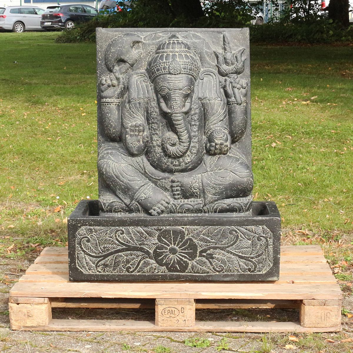 Ganesha Brunnen Relief Garten Figur Gartenfigur aus Lavastein 92 cm