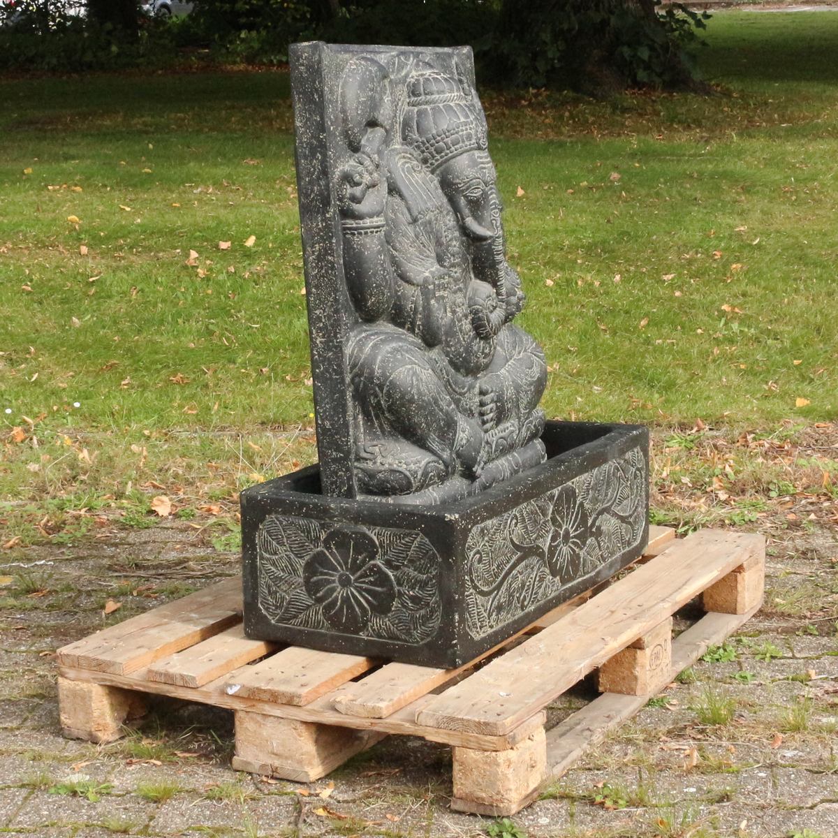 Ganesha Brunnen Relief Garten Figur Gartenfigur aus Lavastein 92 cm