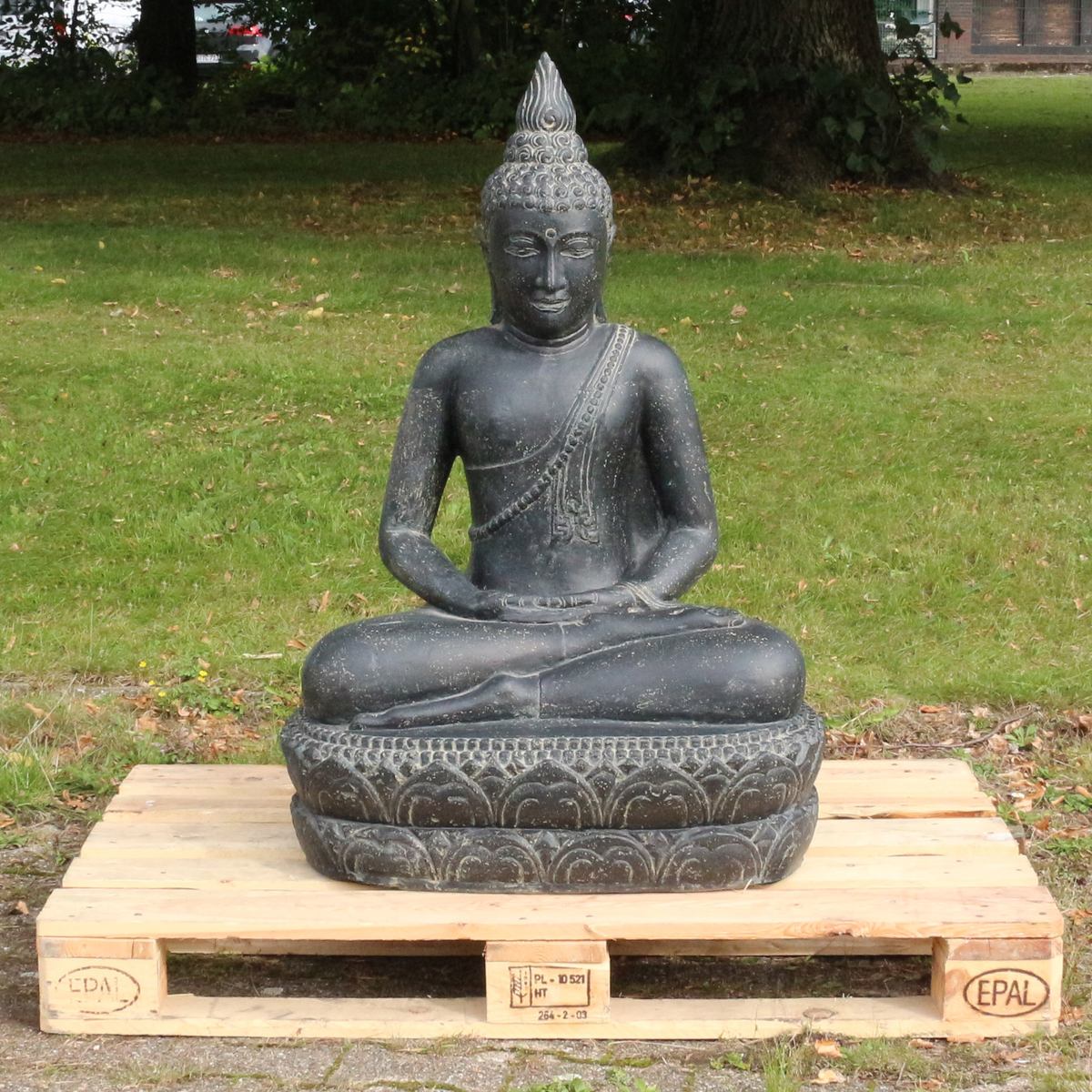 Buddha Steinfigur Deko aus Stein für den Garten frostsicher wetterfest groß Steinbuddha