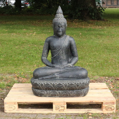 Buddha Steinfigur Deko aus Stein für den Garten frostsicher wetterfest groß Steinbuddha