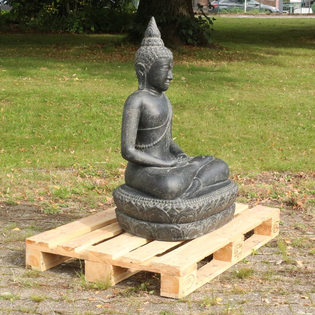 Buddha Steinfigur Deko aus Stein für den Garten frostsicher wetterfest groß Steinbuddha