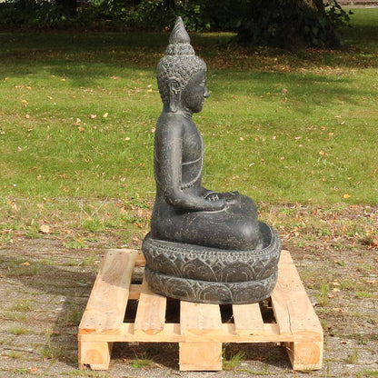 Buddha Steinfigur Deko aus Stein für den Garten frostsicher wetterfest groß Steinbuddha