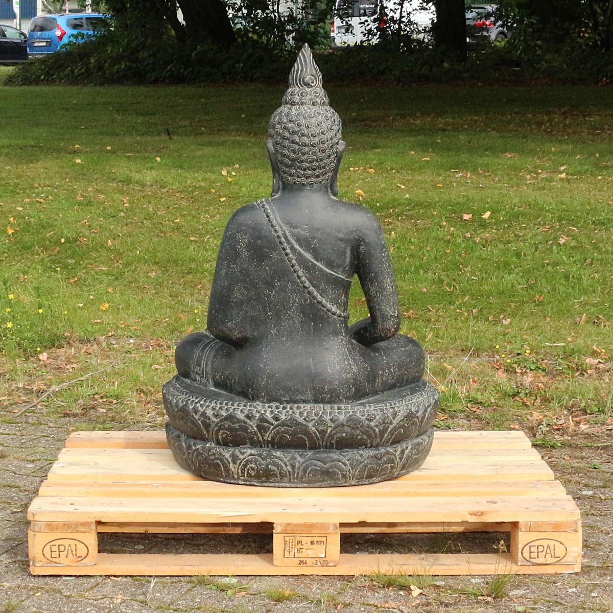 Buddha Steinfigur Deko aus Stein für den Garten frostsicher wetterfest groß Steinbuddha