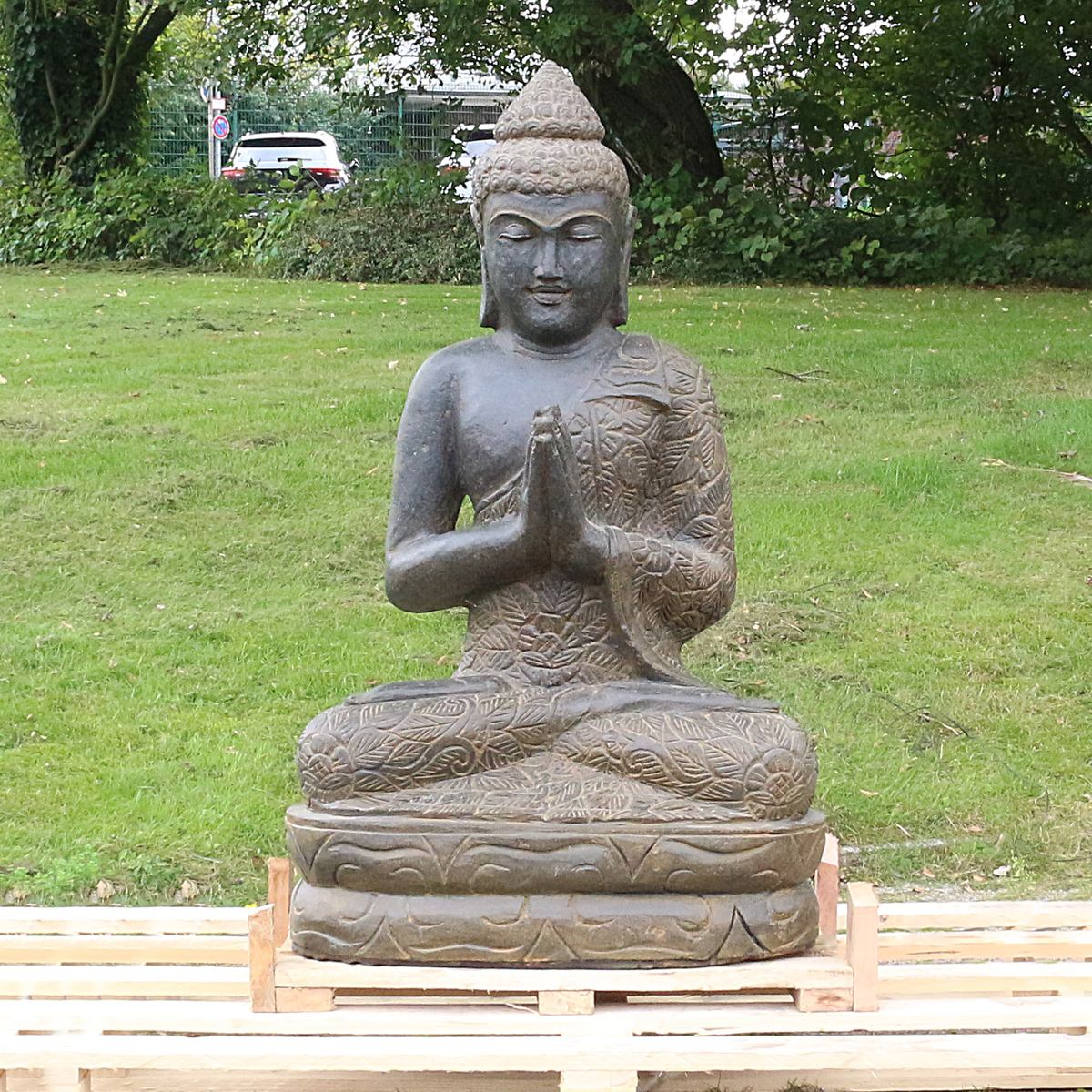 Gartenfigur Buddhafigur Steinbuddha Buddha aus Stein für den Garten