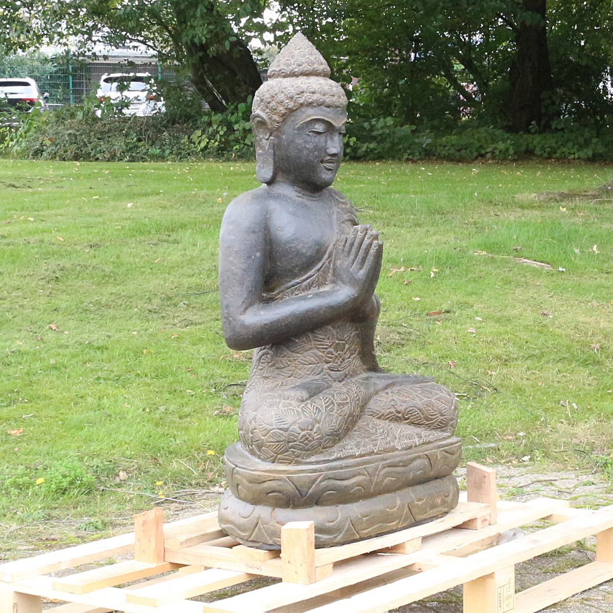 Gartenfigur Buddhafigur Steinbuddha Buddha aus Stein für den Garten
