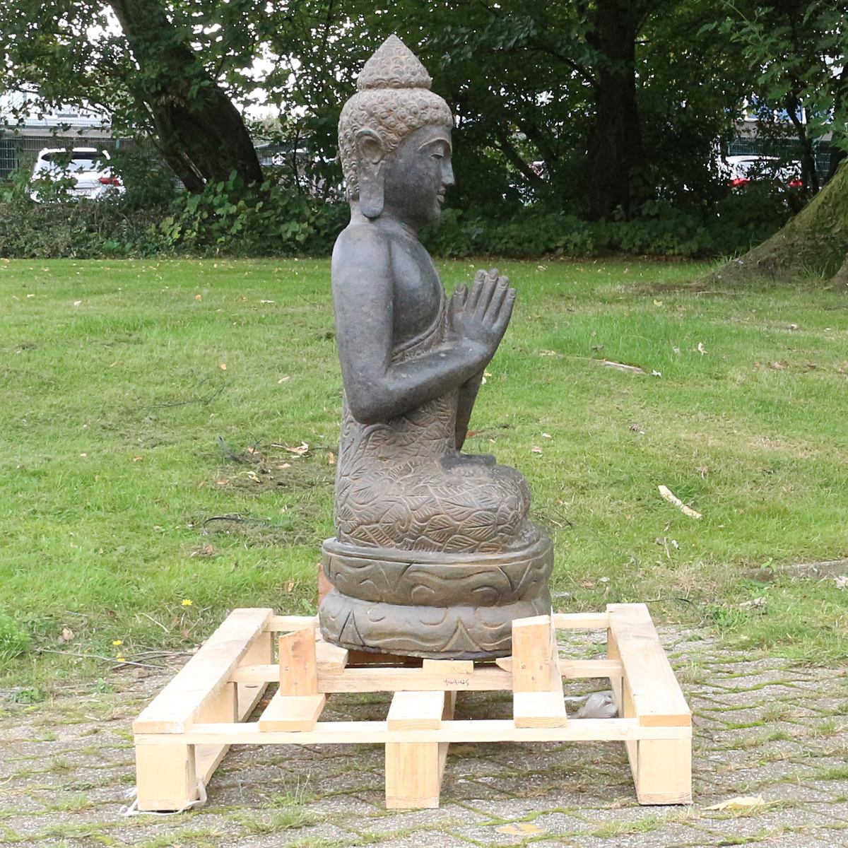 Gartenfigur Buddhafigur Steinbuddha Buddha aus Stein für den Garten
