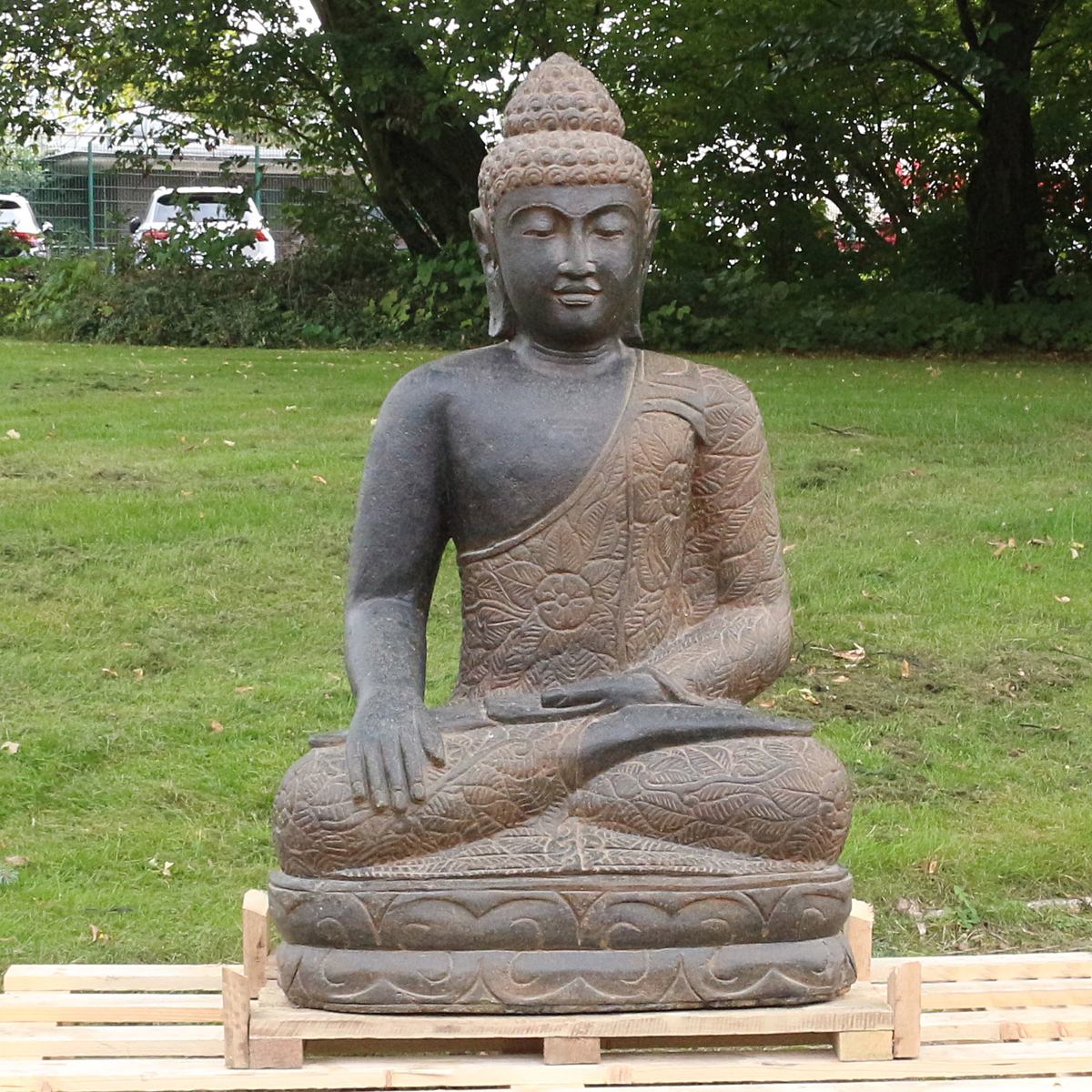 Gartenfigur Buddhafigur Steinbuddha Buddha aus Stein für den Garten