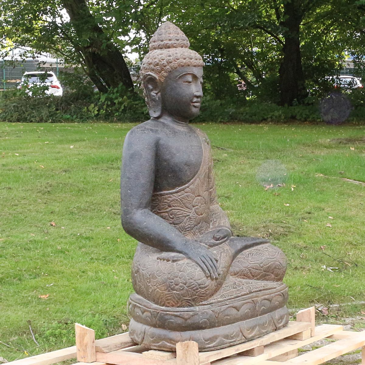 Gartenfigur Buddhafigur Steinbuddha Buddha aus Stein für den Garten