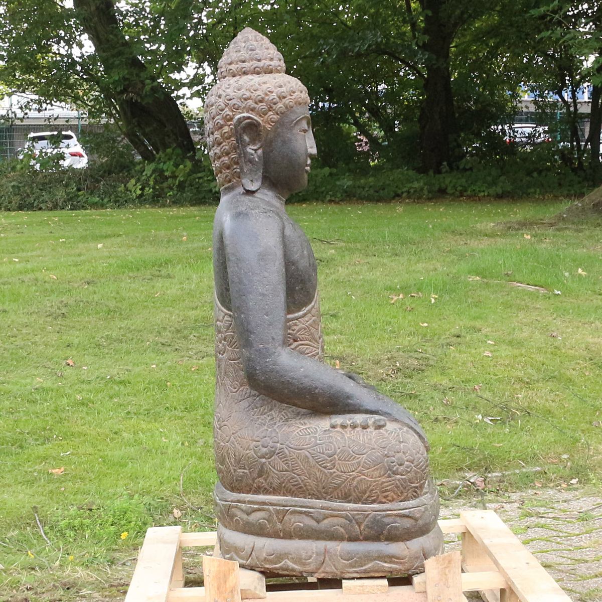 Gartenfigur Buddhafigur Steinbuddha Buddha aus Stein für den Garten