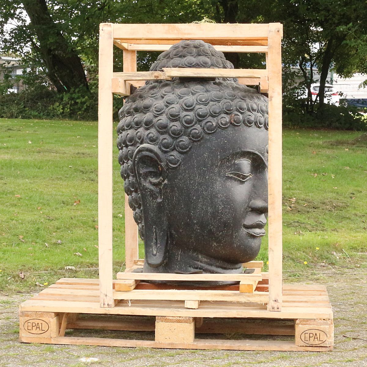 Buddha Steinfigur Buddhakopf Gartenfigur groß