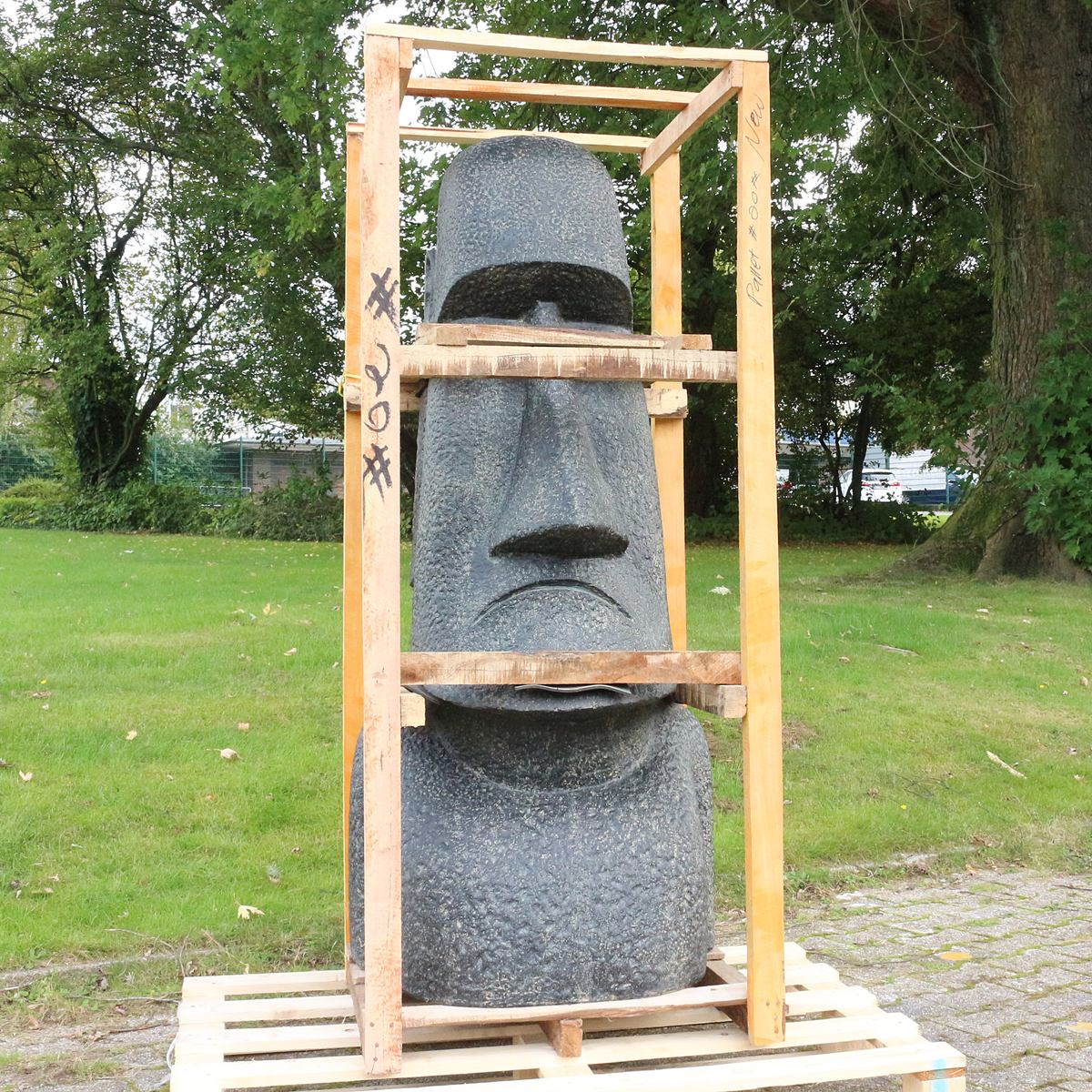 Moai Kopf Steinfigur Gartendeko aus Stein groß massiv wetterfest
