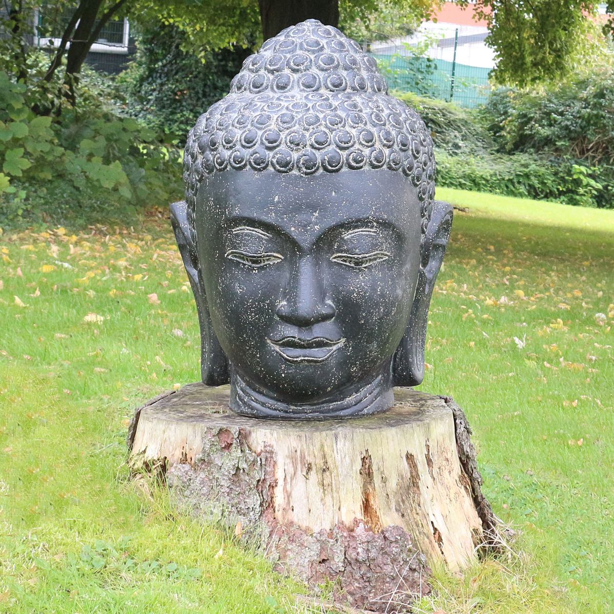 Buddhakopf Buddhafigur Buddha Gatenfigur Steinfigur Gartendeko Garten Deko aus Stein wetterfest frostsicher 