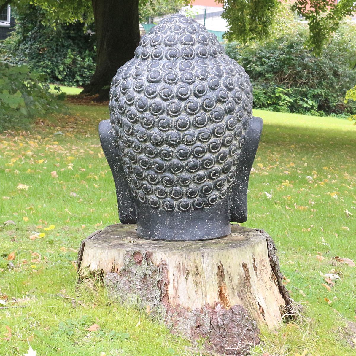 Buddha Kopf Figur 33 cm hoch aus Lavastein für Garten oder Innenbereich