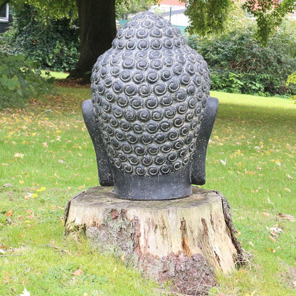 Buddha Kopf Figur 33 cm hoch aus Lavastein für Garten oder Innenbereich