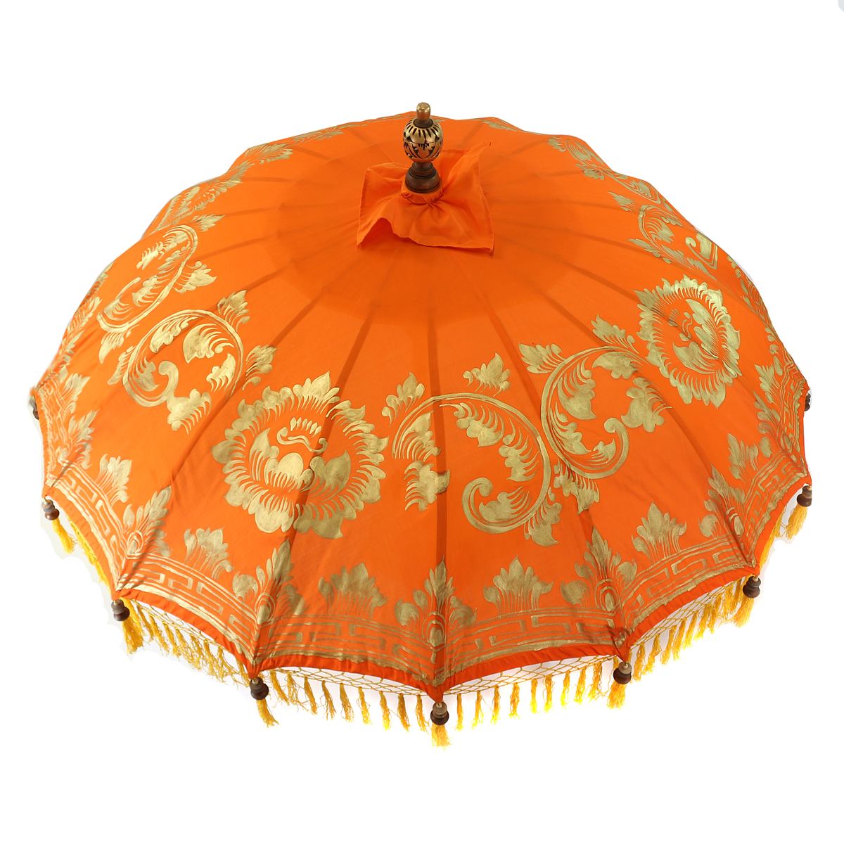 Balinesischer Sonnenschirm 180 cm Bemalung Orange Gelb Model Bella