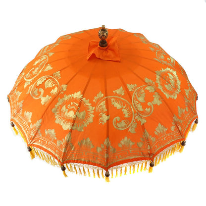 Balinesischer Sonnenschirm 180 cm Bemalung Orange Gelb Model Bella