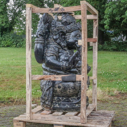 XXL Ganesha Figur sitzend Skulptur Elefant Stein Lavasand Bali Steinfigur Garten Deko GRC Beton 120 cm