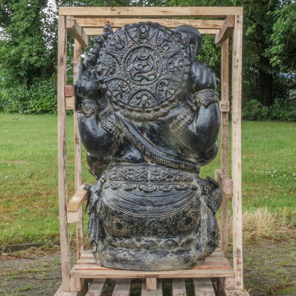 XXL Ganesha Figur sitzend Skulptur Elefant Stein Lavasand Bali Steinfigur Garten Deko GRC Beton 120 cm