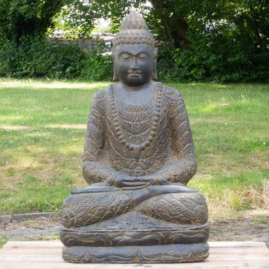 Gartenfigur Buddhafigur Steinbuddha Buddha aus Stein für den Garten