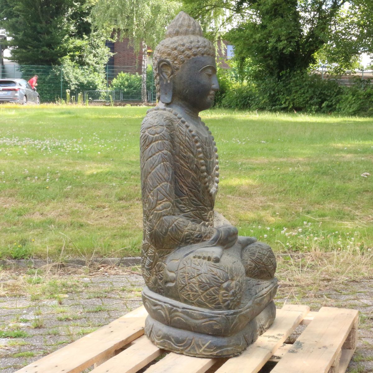 Gartenfigur Buddhafigur Steinbuddha Buddha aus Stein für den Garten