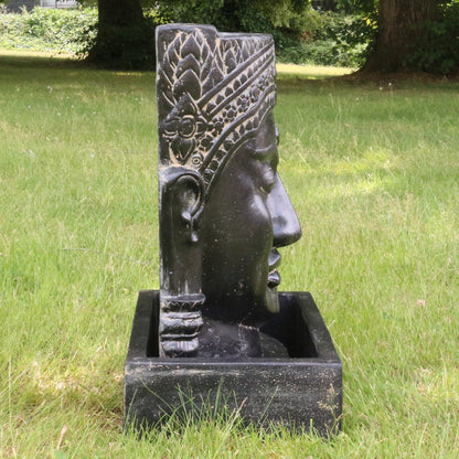 Buddha Brunnen Stein Relief Wand Wasserwand Outdoor Garten Deko ohne Pumpe 57 cm