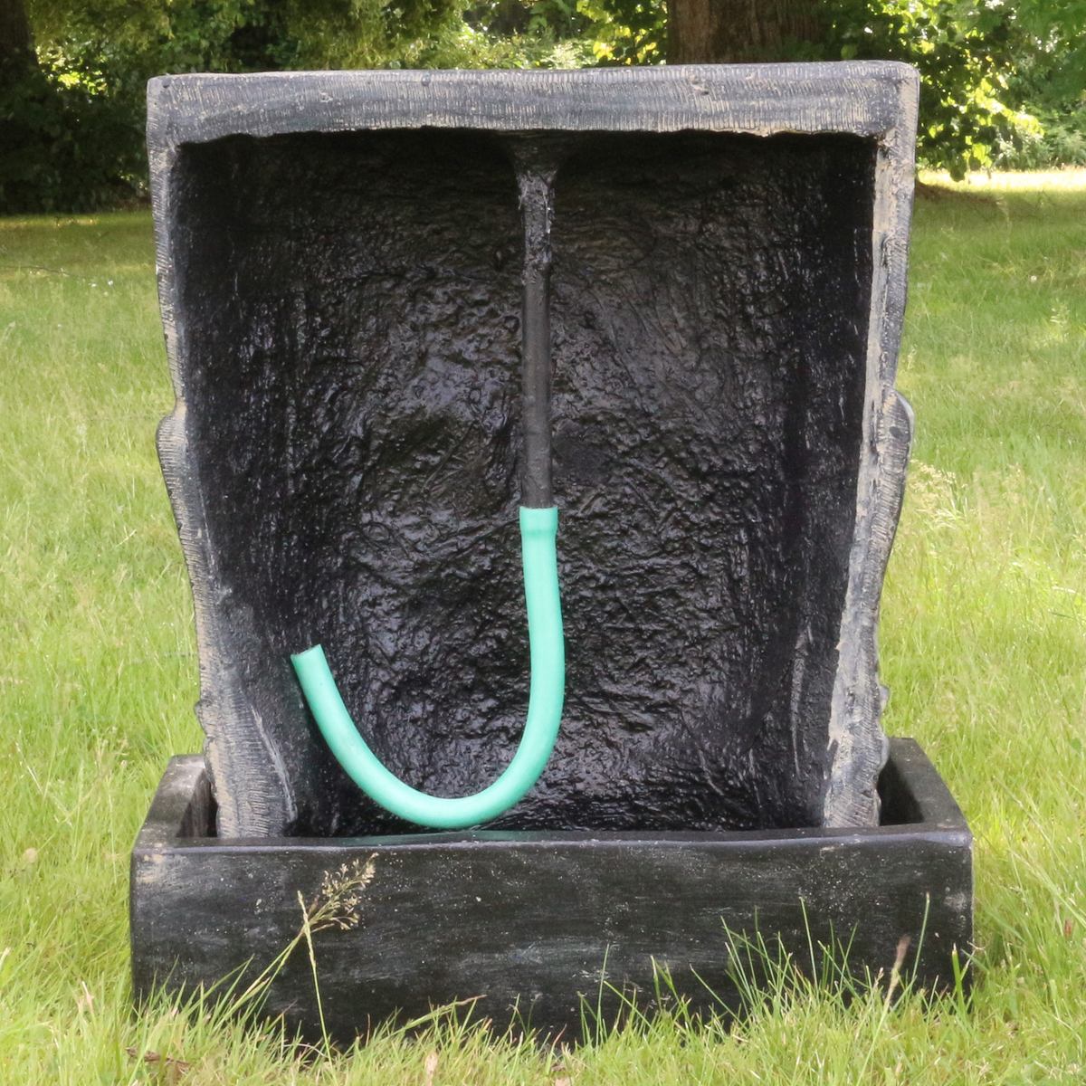 Buddha Brunnen Stein Relief Wand Wasserwand Outdoor Garten Deko ohne Pumpe 57 cm