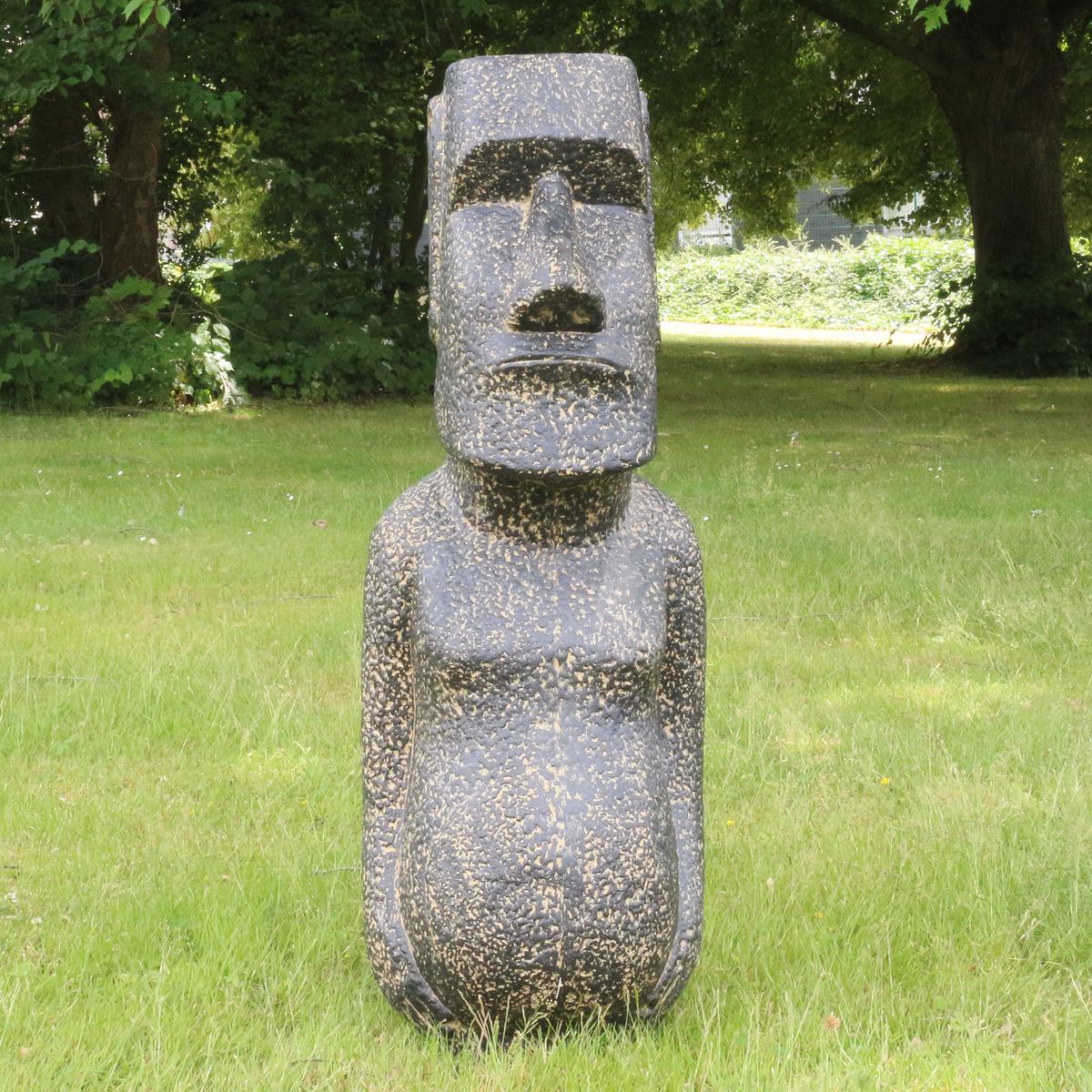 Osterinsel Moai Figur Skulptur Stein Lavasand Bali Tiki Garten Deko GRC 100 cm