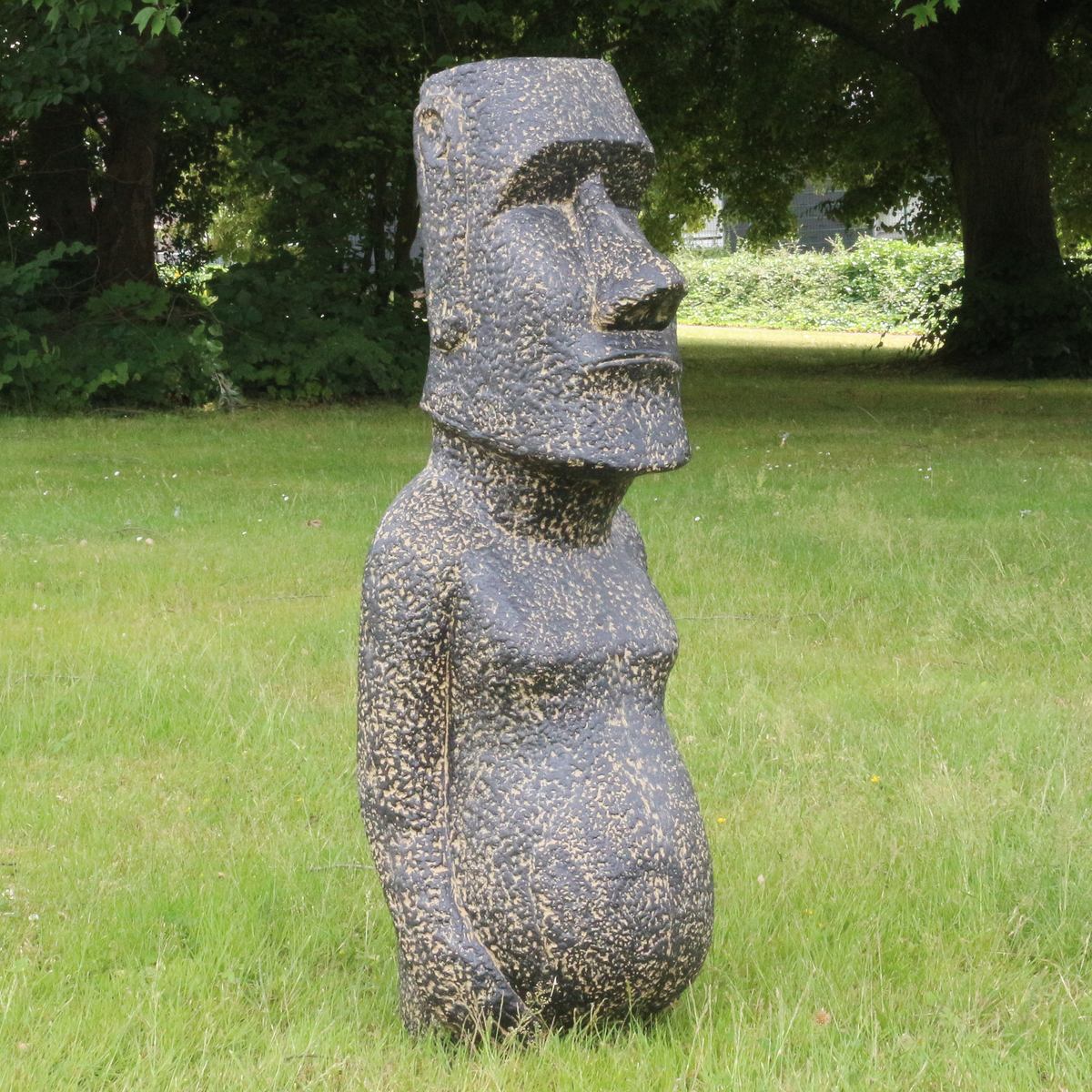 Osterinsel Moai Figur Skulptur Stein Lavasand Bali Tiki Garten Deko GRC 100 cm