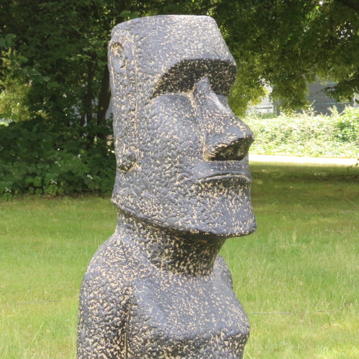 Osterinsel Moai Figur Skulptur Stein Lavasand Bali Tiki Garten Deko GRC 100 cm