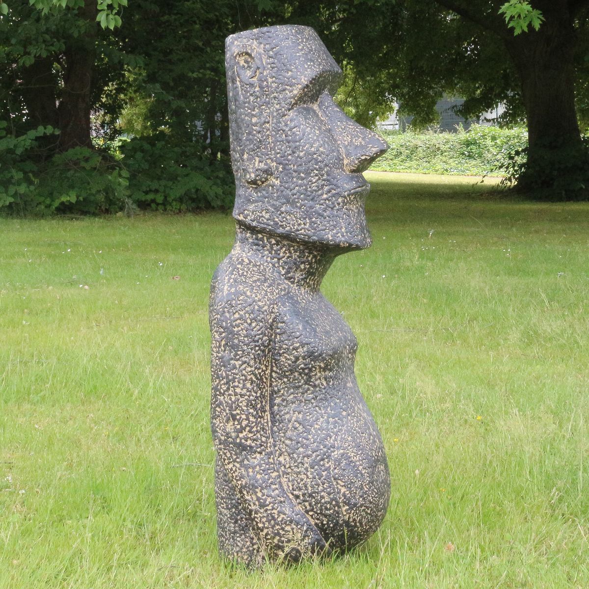 Osterinsel Moai Figur Skulptur Stein Lavasand Bali Tiki Garten Deko GRC 100 cm