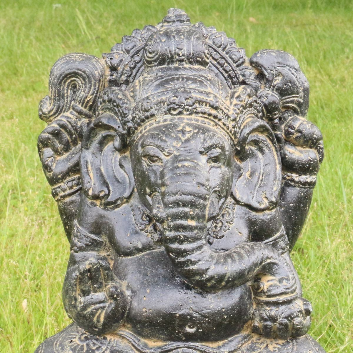 Ganesha Figur Hinduismus Buddhismus Gott Götterbote Ganapati Geschenk Garten Gartendeko Beton GRC 36 cm