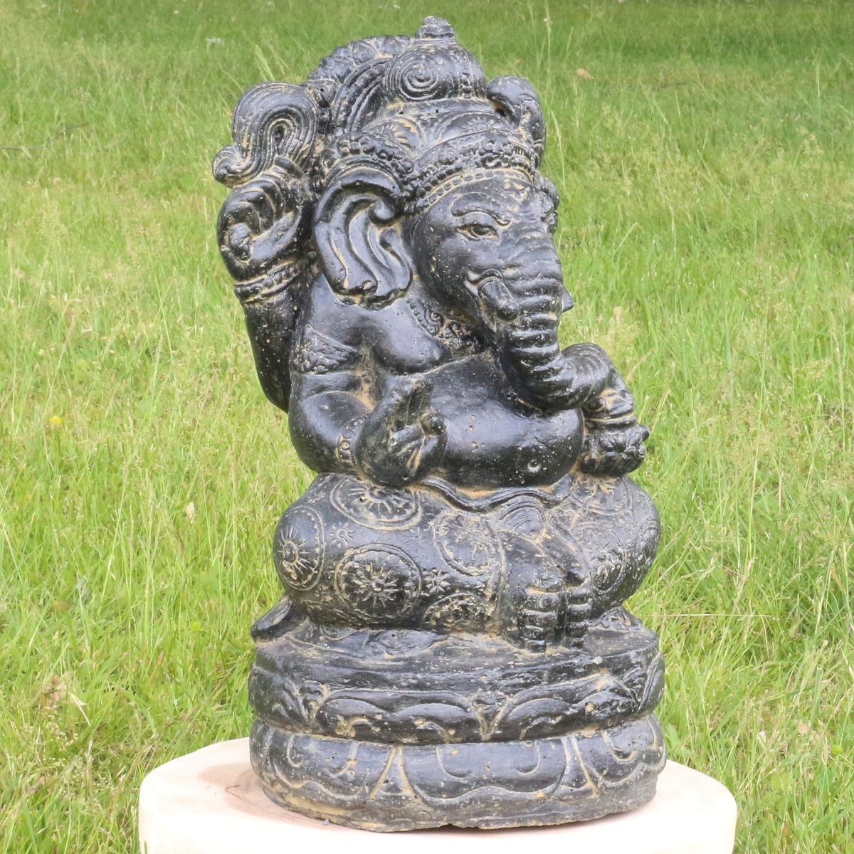 Ganesha Figur Hinduismus Buddhismus Gott Götterbote Ganapati Geschenk Garten Gartendeko Beton GRC 36 cm
