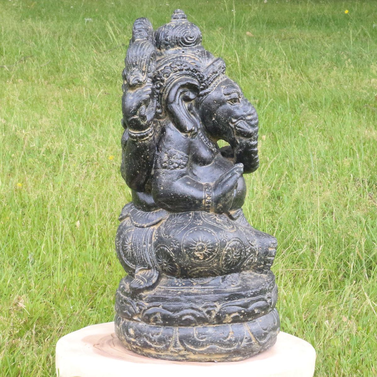 Ganesha Figur Hinduismus Buddhismus Gott Götterbote Ganapati Geschenk Garten Gartendeko Beton GRC 36 cm