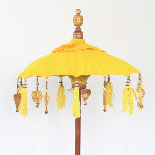 Kleiner Tischschirm aus Bali Garten Schirm Dekoration Party  Partyschirm Handarbeit Orient Dekoschirm ca. 40 cm Gelb Gold