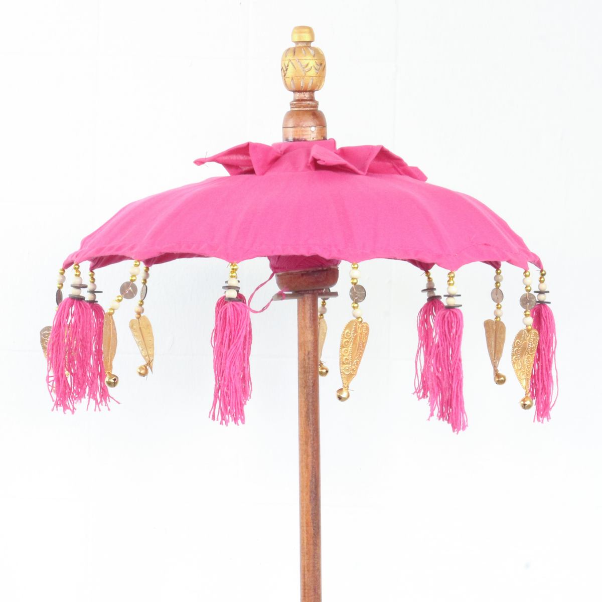 Kleiner Tischschirm aus Bali Garten Schirm Dekoration Party  Partyschirm Handarbeit Orient Dekoschirm ca. 40 cm Pink Gold